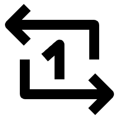 Clean line icon of opposing arrows around a track with an upward center arrow. Used for repeat tracks and playback.