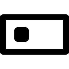Minimal line icon of a rounded rectangle with a filled rounded square. Used for off settings and disabled controls.