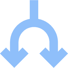 Line Arrow Split Down 1 Icon from Sharp Flat Set