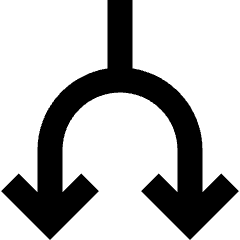 Line Arrow Split Down 1 Icon from Sharp Remix Set