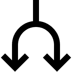 Line Arrow Split Down 1 Icon from Sharp Line Set