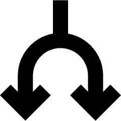 Line Arrow Split Down 1 Icon from Sharp Solid Set