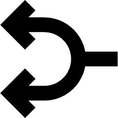 Line Arrow Split Left 1 Icon from Sharp Solid Set
