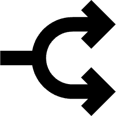 Line Arrow Split Right 1 Icon from Sharp Solid Set