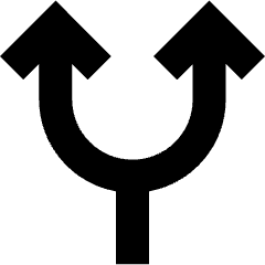 Line Arrow Split Up 1 Icon from Sharp Solid Set