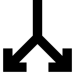 Line Arrow Split Vertical Down 2 Icon from Sharp Solid Set