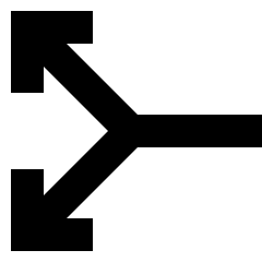 Line Arrow Split Vertical Left 2 Icon from Sharp Solid Set