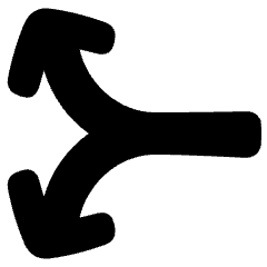 Line Arrow Split Vertical Left 2 Icon from Plump Solid Set