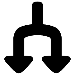 Triangle Arrow Split Down 1 Icon from Plump Solid Set