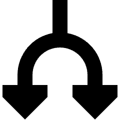 Triangle Arrow Split Down 1 Icon from Sharp Solid Set