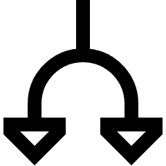 Triangle Arrow Split Down 1 Icon from Sharp Line Set