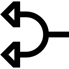 Triangle Arrow Split Left 1 Icon from Sharp Line Set