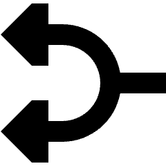 Triangle Arrow Split Left 1 Icon from Sharp Solid Set