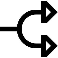 Triangle Arrow Split Right 1 Icon from Sharp Line Set