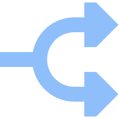 Triangle Arrow Split Right 1 Icon from Sharp Flat Set