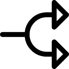 Triangle Arrow Split Right 1 Icon from Core Line Set