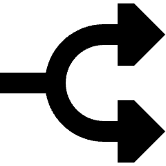Triangle Arrow Split Right 1 Icon from Sharp Solid Set