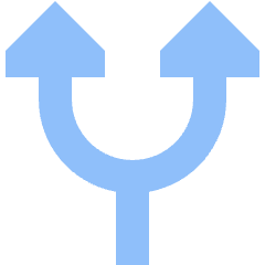 Triangle Arrow Split Up 1 Icon from Sharp Flat Set