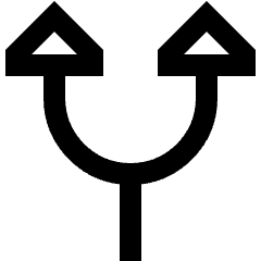 Triangle Arrow Split Up 1 Icon from Sharp Line Set