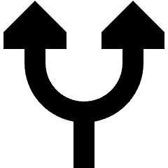 Triangle Arrow Split Up 1 Icon from Sharp Solid Set