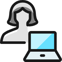 Single Woman Actions Laptop_2 Icon from Ultimate Colors Set