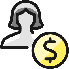 Single Woman Actions Money_2 Icon from Ultimate Colors Set