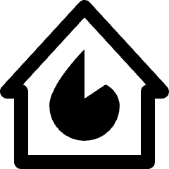 Clean line icon of a house with a flame inside. Used for fire safety, disaster alerts, and emergency services.