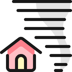 Natural Disaster Hurricane House Icon from Ultimate Colors Set