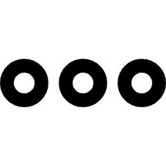 Minimal line icon of three hollow circles arranged horizontally. Used for overflow menus, more options, and toolbar controls.