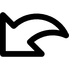 Clean line icon of a curved arrow pointing left. Used for back navigation, return actions, and previous screens.