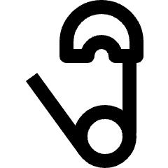Clean line icon of a pushpin with a rounded top, shaft, loop and diagonal point. Used for pinning objects and notes.