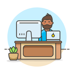 Employee Sit 3 3 Illustration from UX Colors Set