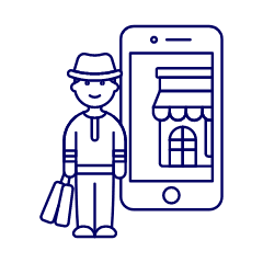 Phone App Shop 3 4 Illustration from UX Line Set