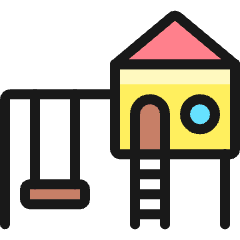 Family Outdoors Playhouse Swing Icon from Ultimate Colors Set
