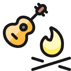 Outdoors Camp Fire Guitar Icon from Ultimate Colors Set