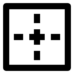 Clean line icon of a rounded square frame with a central cross and four surrounding bars. Used for cell borders and grid layouts.