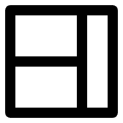 Clean line icon of a rounded layout with two left rows and a right column. Used for dashboards and split views.
