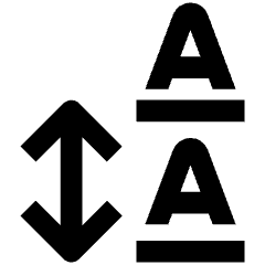 Clean line icon of a vertical up-down arrow beside two underlined A letters. Used for text spacing and typography controls.