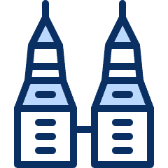 Building Twin Tower Icon from Cyber Duotone Set