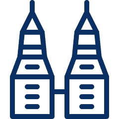 Building Twin Tower Icon from Cyber Line Set