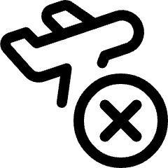 Flight Airplane Declined Xmark Circle Icon from Ultimate Regular Set