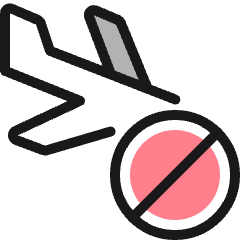 Plane Trip Land Cancel Icon from Ultimate Colors Set