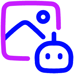 Ai Generate Landscape Image Robot Icon from Plump Neon Set