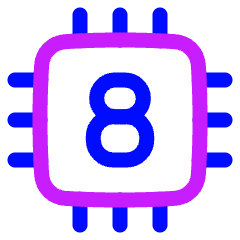 Computer Chip Eight Core Icon from Plump Neon Set