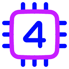 Computer Chip Four Core Icon from Plump Neon Set