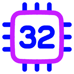Computer Chip Thirty Two Core Icon from Plump Neon Set