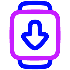 Watch Square Download Icon from Plump Neon Set