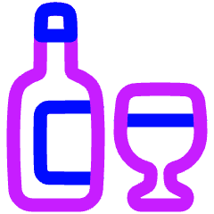 Wine Bottle And Glass Icon from Plump Neon Set