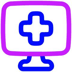 Online Medical Service Monitor Icon from Plump Neon Set