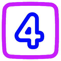 Number Four Square Icon from Plump Neon Set